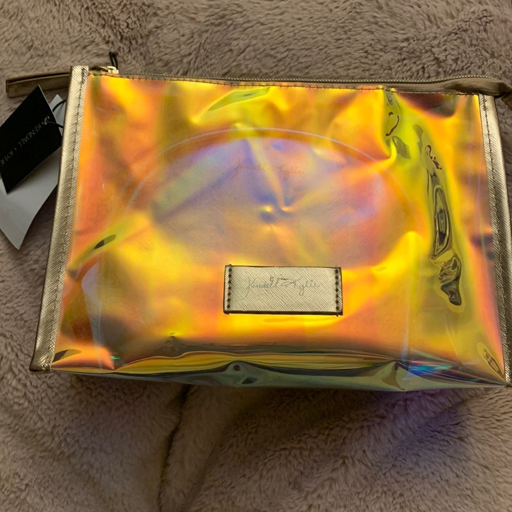 NWT Kendall + Kylie Holographic Iridescent Makeup Cosmetic bag 2 piece set